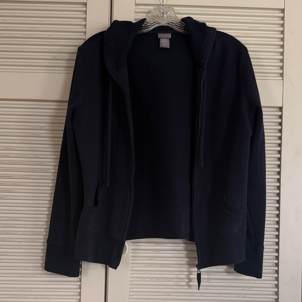 LAURA SCOTT PETITE Dark Blue Zip-Up Hoodie Jacket - Picture 1 of 5